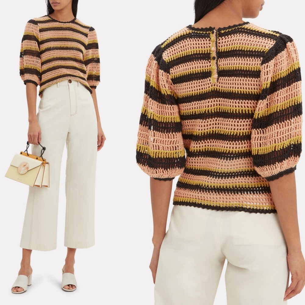 Ulla Johnson Amata Crochet Knit Sweater Top